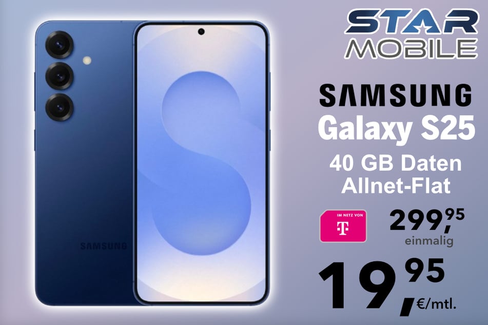 Das Samsung Galaxy S25 in der 40 GB Telekom Allnet-Flat
für 19,95 Euro pro Monat.