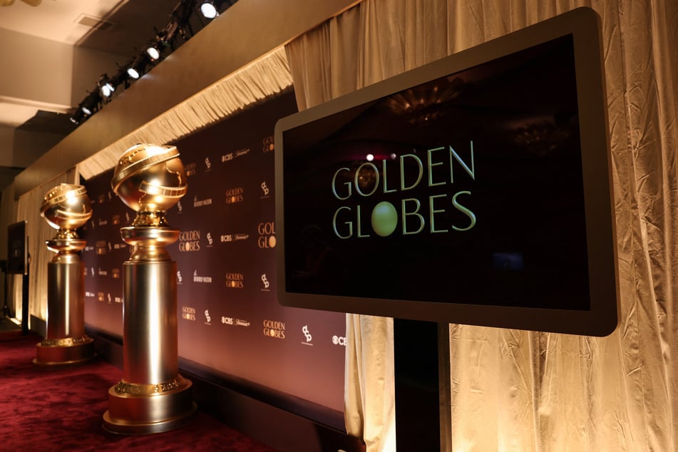 Oversized Golden Globe Awards are displayed ahead of the nominations announcement event for the 83rd Golden Globe Awards in Beverly Hills, California, on Monday.