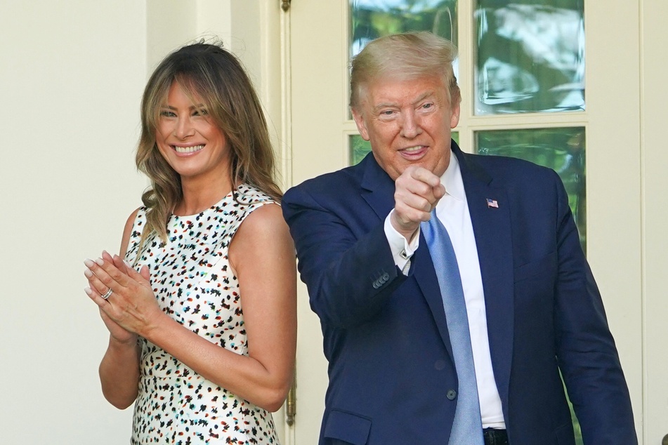 Donald (r.) and Melania Trump after leaving the "Presidential Recognition Ceremony" in the Rose Garden of the White House in Washington DC on May 15, 2020.