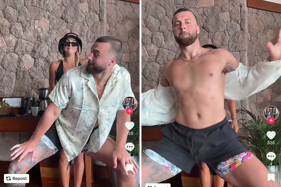 In a hilarious TikTok, Haley Cavinder (l.) and her boyfriend, Dallas Cowboys tight end Jake Ferguson, showed off their playful side in Chippendale style.