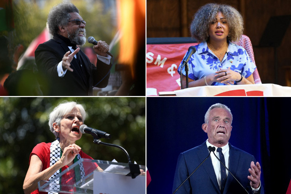 Clockwise from top l.: Dr. Cornel West, Claudia De la Cruz, Robert F. Kennedy Jr., and Dr. Jill Stein are facing Democratic Party-backed challenges to their ballot access campaigns in the battleground state of Georgia.