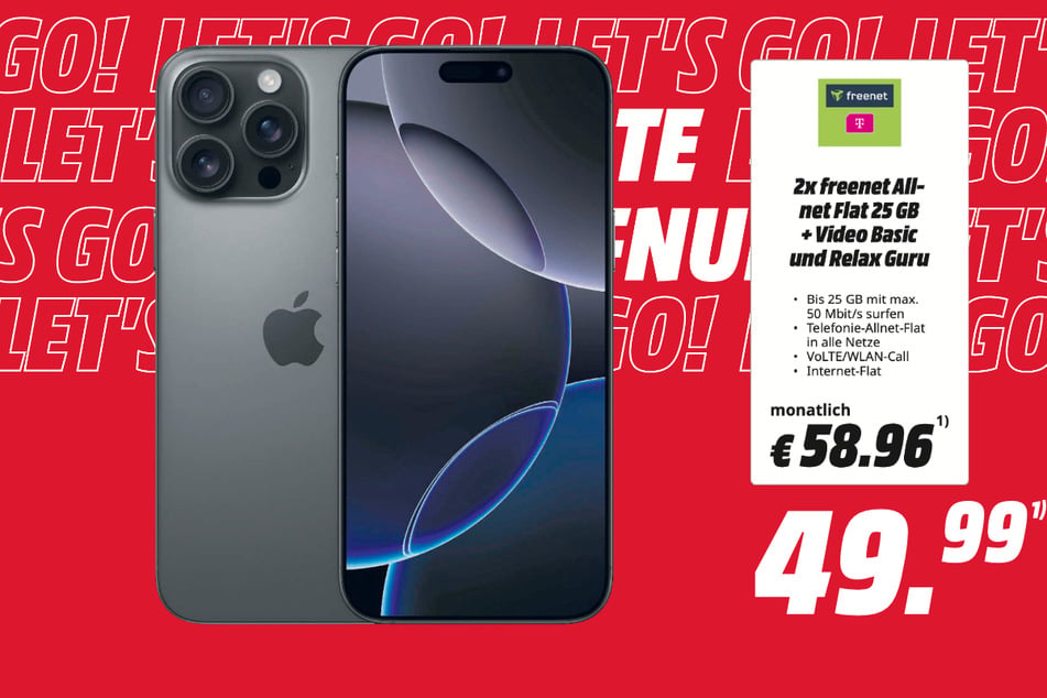 Apple iPhone 16 Pro Max 5G für 49,99 Euro im Tarif.