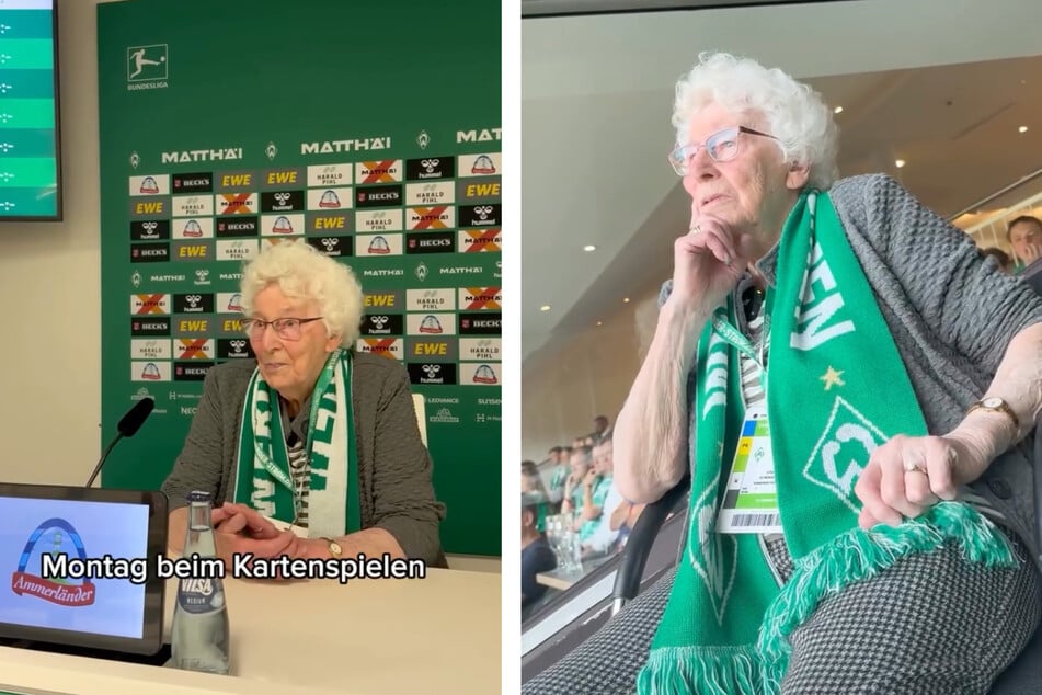 Ein Tag voller Emotionen: Uroma Lisa durfte im Glashaus das Spiel gegen den RB Leipzig verfolgen und auch Pressekonferenz-Luft schnuppern. "Jetzt kann ich mir das alles besser vorstellen, wenn ich die Spiele gucke", so die 94-Jährige.