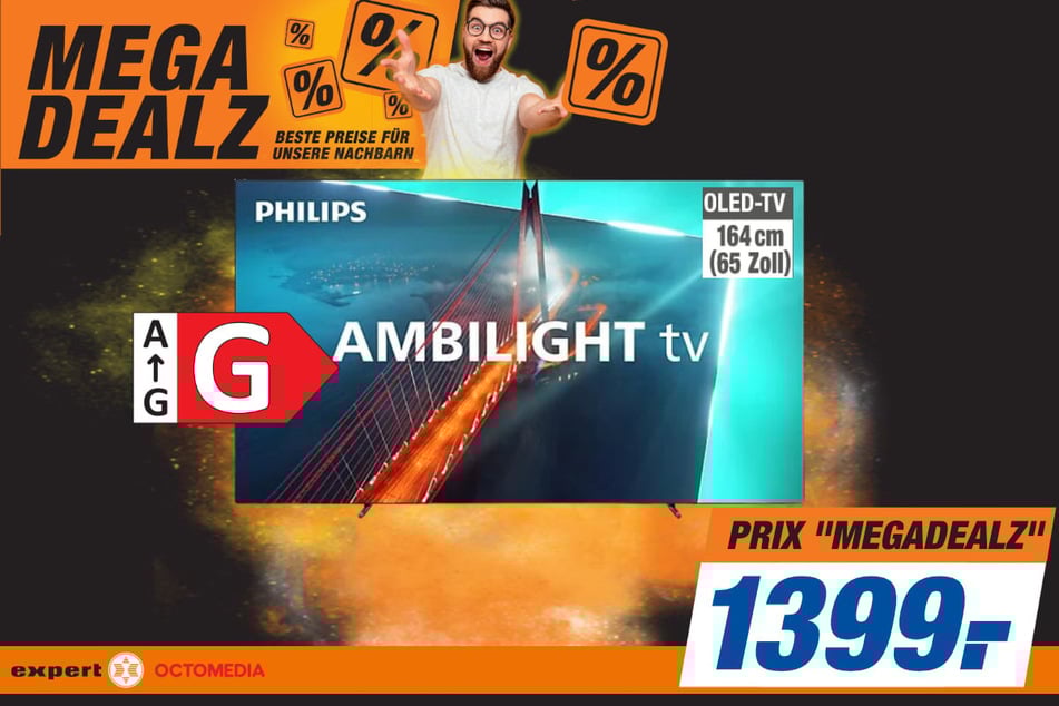 téléviseurs Philips 65 pouces au prix de 1399 euros.