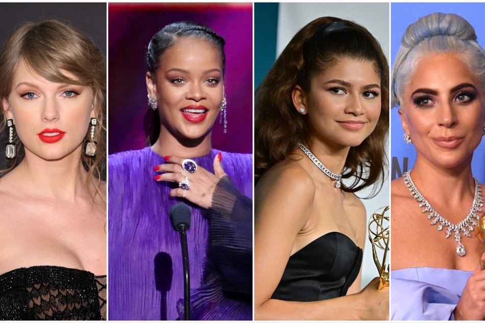 (From l. to r.) Taylor Swift, Rihanna, Zendaya, and Lady Gaga have each earned nominations for the 2023 Golden Globes.