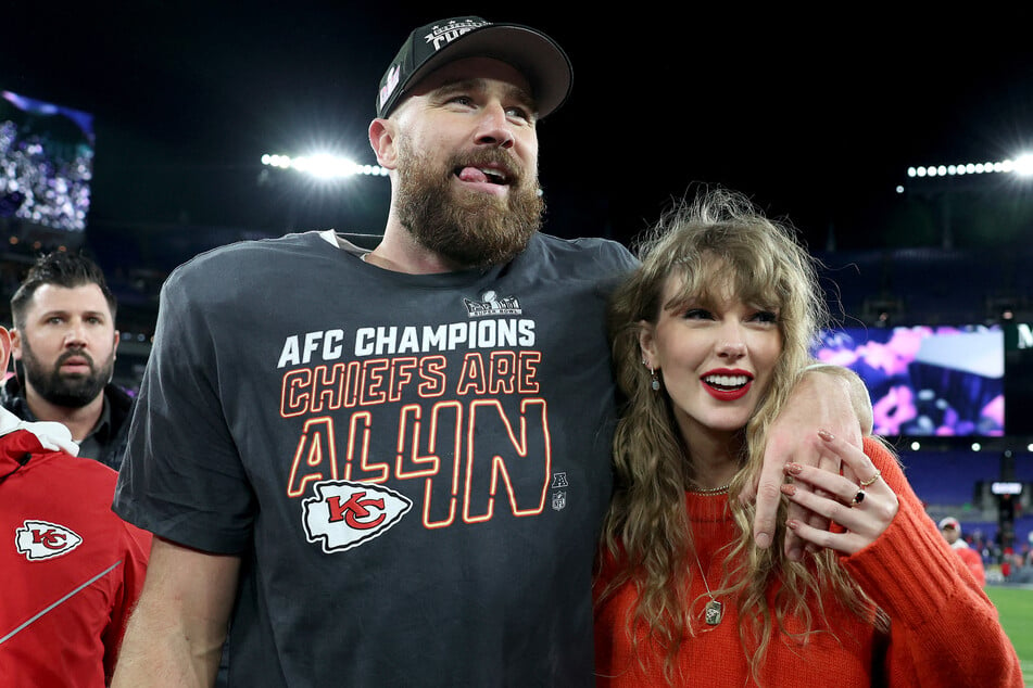 Travis Kelce (l.) opened up about the future of his NFL career as well as his girlfriend Taylor Swift's thoughts on his potential retirement.