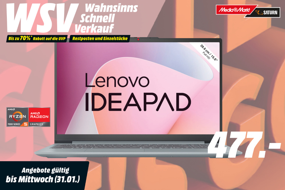Lenovo-Notebook für 477 Euro.