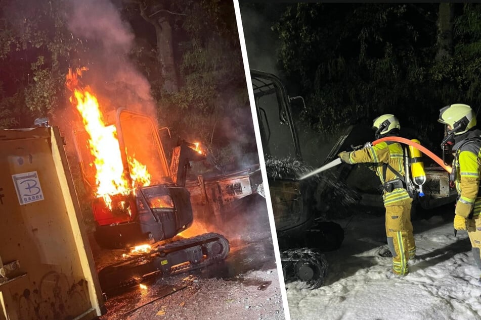 Die Feuerwehr löschte den Brand mit einem Strahlrohr. Auch Schwerschaum kam zum Einsatz.