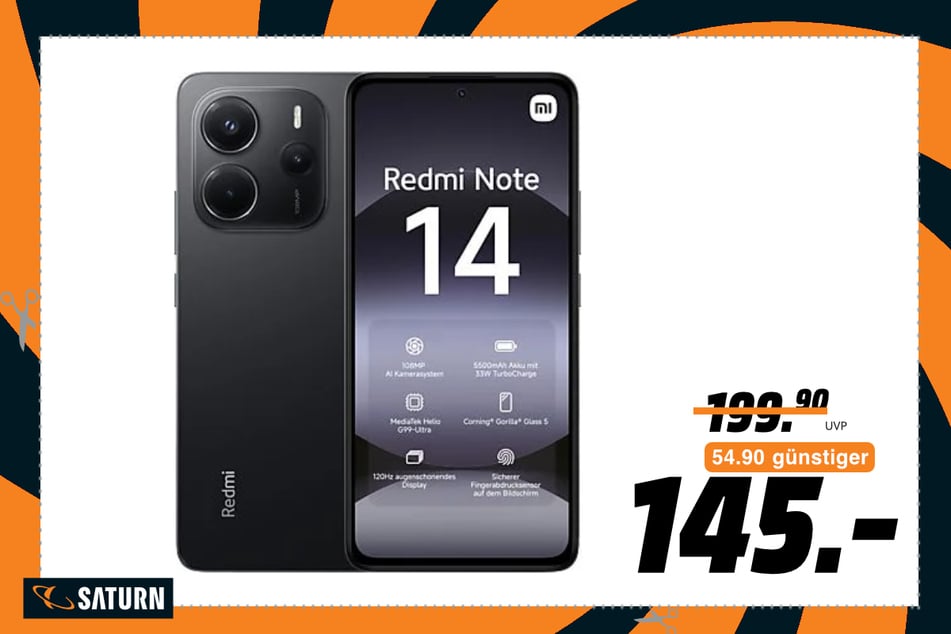 Xiaomi Redmi Note 14 (128 GB)
für 145 statt 199,90 Euro.
