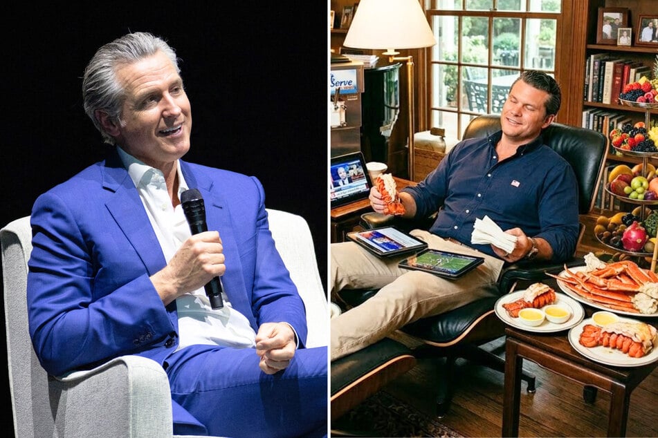 Gavin Newsom trashes Hegseth over report of lavish spending frenzy with AI-generated meme