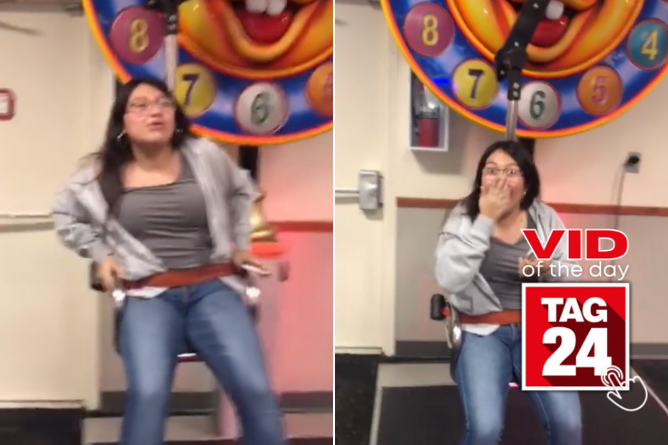 viral videos: Viral Video of the Day for January 16, 2024: Girl on tiny ferris wheel giggles before it breaks!