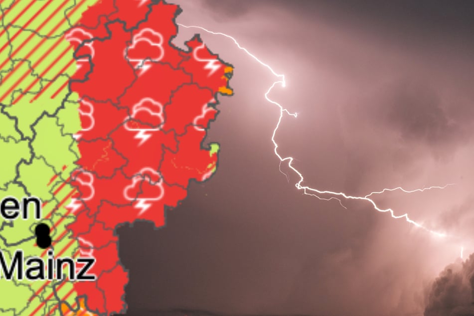 Der Deutsche Wetterdienst (Grafik) hat seine Warnung für das Land Hessen deutlich verschärft