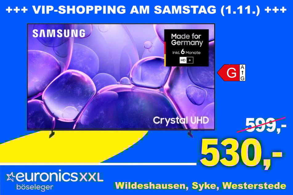 Der 65-Zoll Samsung GU65U8099FU Crystal UHD-TV für 530 statt 599 Euro.