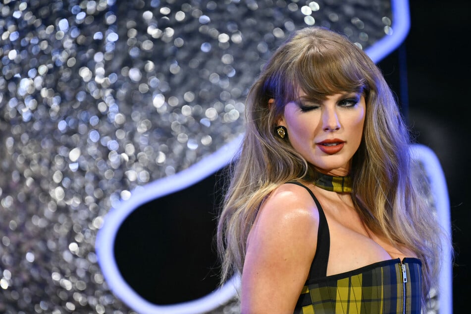 Taylor Swift arriving to attend the MTV Video Music Awards at UBS Arena in Elmont, New York, on September 11, 2024.