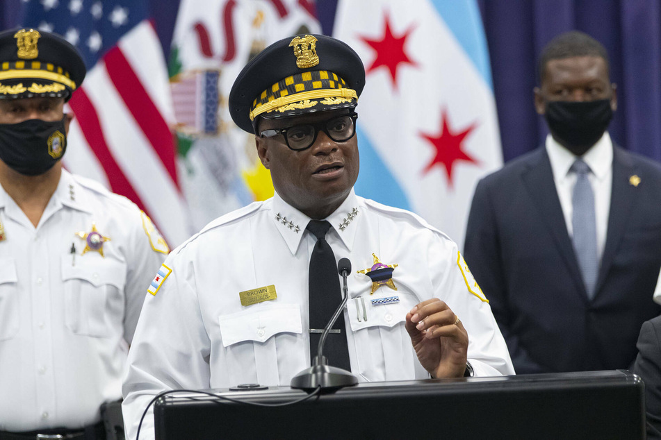 Chicago Police superintendent David Brown speaking at the beginning of August, when an officer was shot dead during a traffic stop.