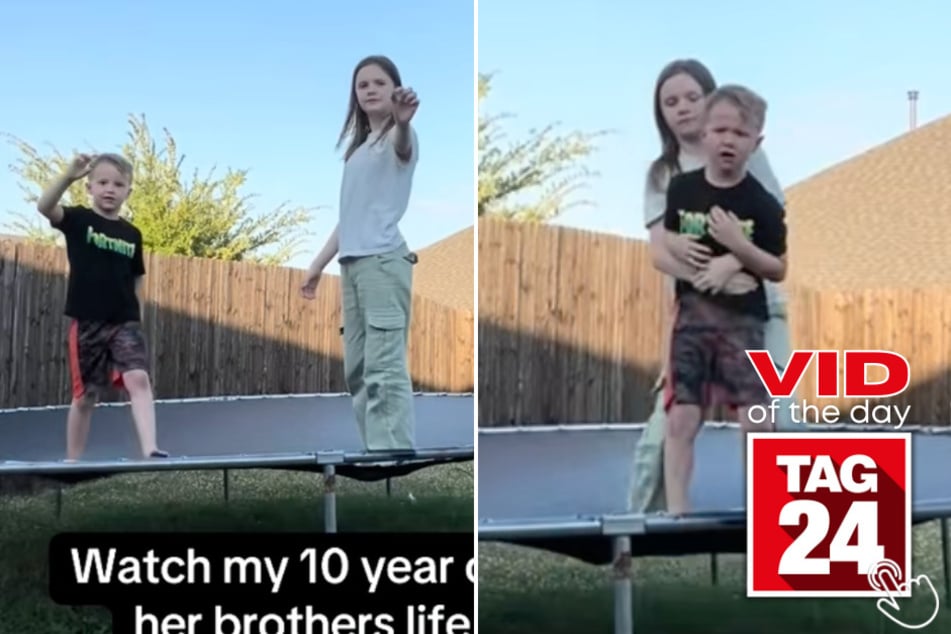 This 10-year-old sister's quick thinking saved her little brother from a choking scare on the trampoline!