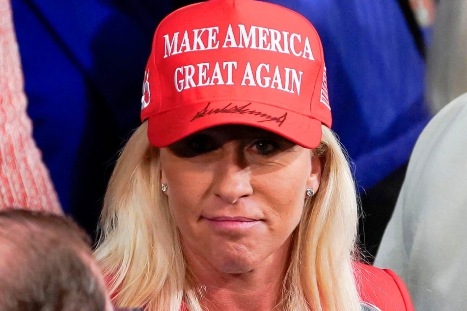 Georgia Representative Marjorie Taylor Greene (pictured) attending President Joe Biden's State of the Union address in Washington DC on Mar 7, 2024.