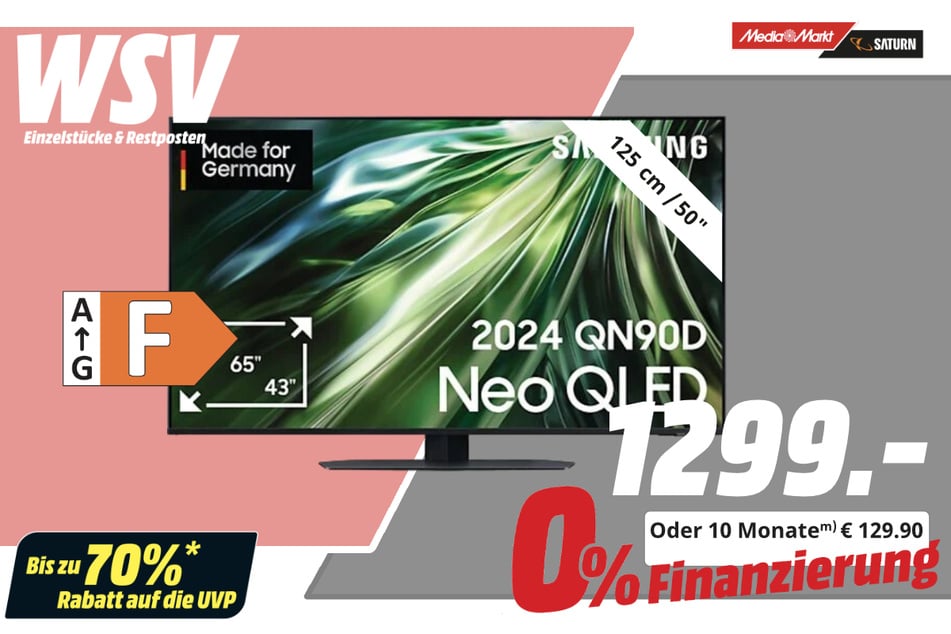 50-Zoll Samsung-Fernseher für 1.299 statt 1.549 Euro.