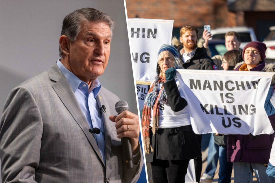 Climate activists swarm Joe Manchin and demand end to fossil fuel support: "We shut him down"