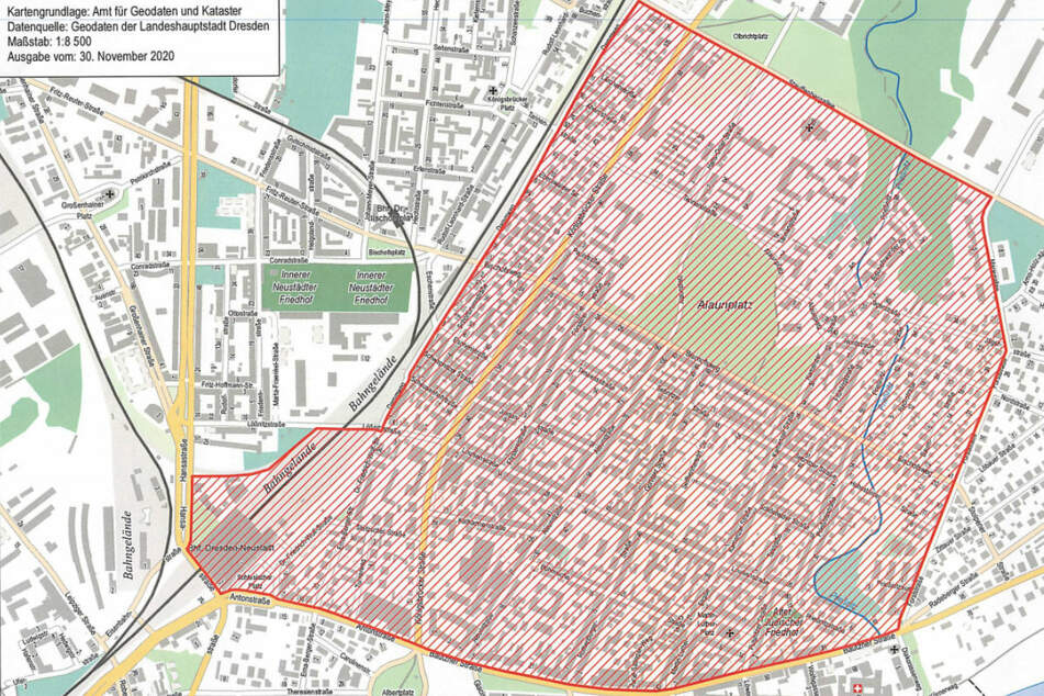 Auch die Innere Neustadt sowie der Alaunpark ist von dem Alkoholverbot betroffen.
