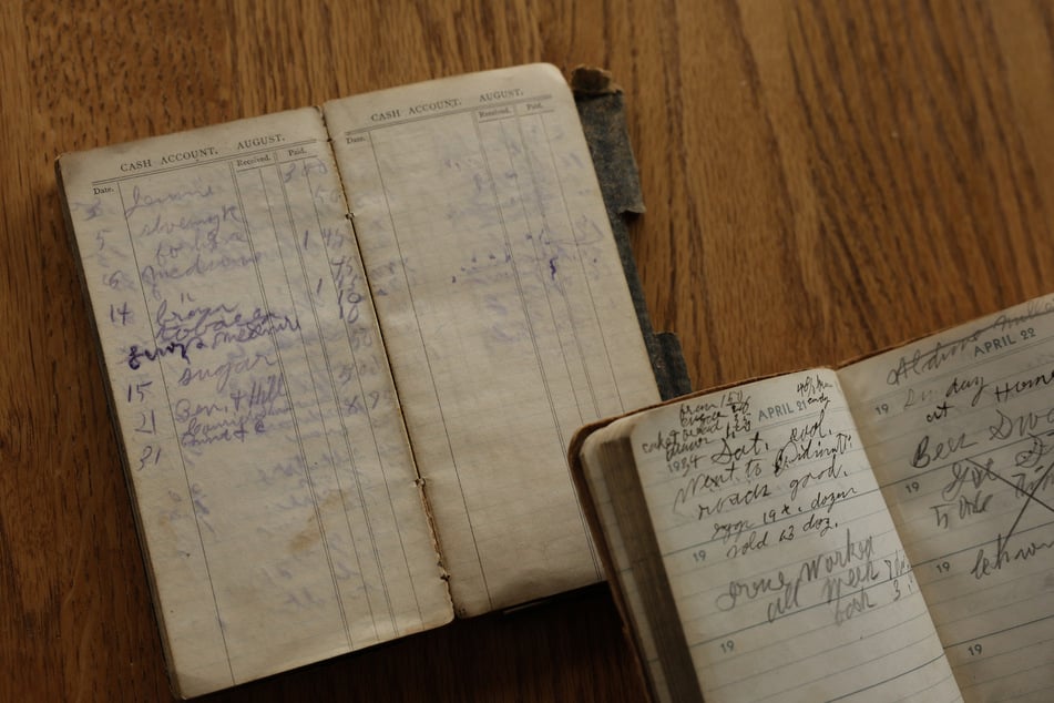 William DeLyle Frisbee's pocket diaries from the late 1800s and early 1900s are seen in Jenison, Michigan, on March 31, 2026.