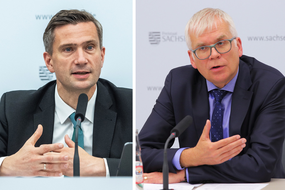 Martin Dulig (l., 46, SPD) kündigte das Bildungsticket an. Hartmut Vorjohann (57, CDU) kann sich die Finanzierung hingegen nicht vorstellen.