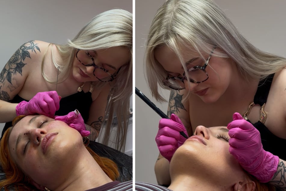 Mit der "Stick-and-Poke-Technik" verleiht die 21-jährige Tätowiererin Hanna Metzner ihren Kundinnen einen natürlichen Sommersprossen-Look.