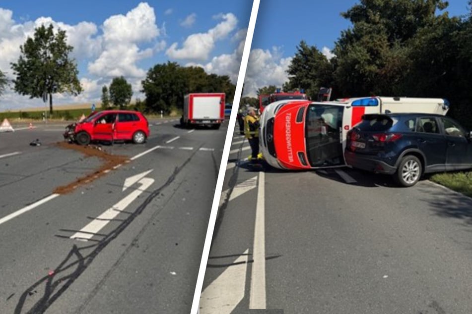 Bei Hötensleben sind am Vormittag drei Autos zusammengekracht.