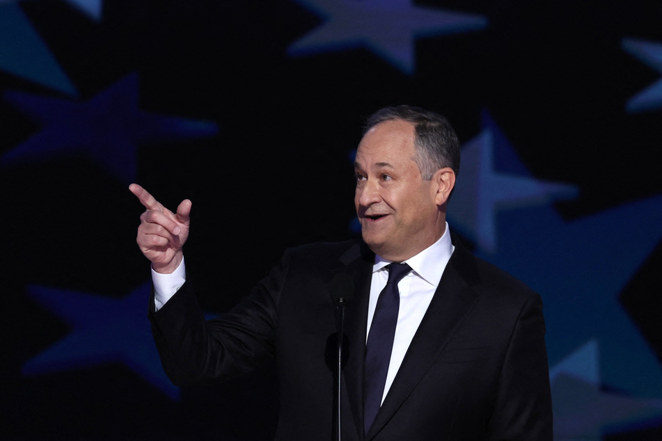 Second Gentleman Doug Emhoff speaks during Day 2 of the Democratic National Convention in Chicago, Illinois.