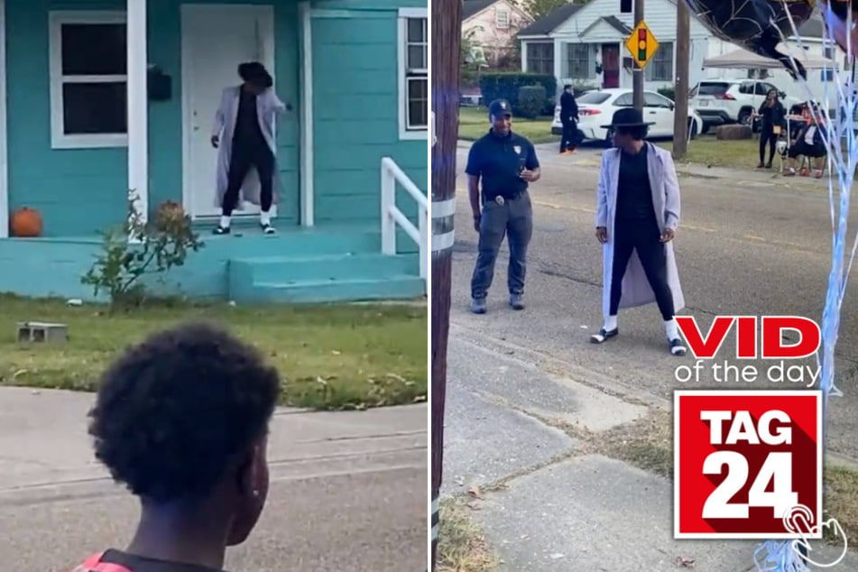 Today's Viral Video of the Day features a man who moonwalked in roller skates for Halloween, channeling his inner Michael Jackson!