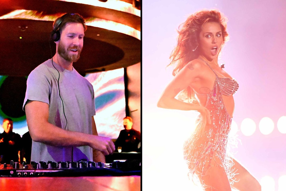 Fans are convinced that Miley Cyrus (r.) is doing a music collab with Calvin Harris (l.), and the evidence is convincing!
