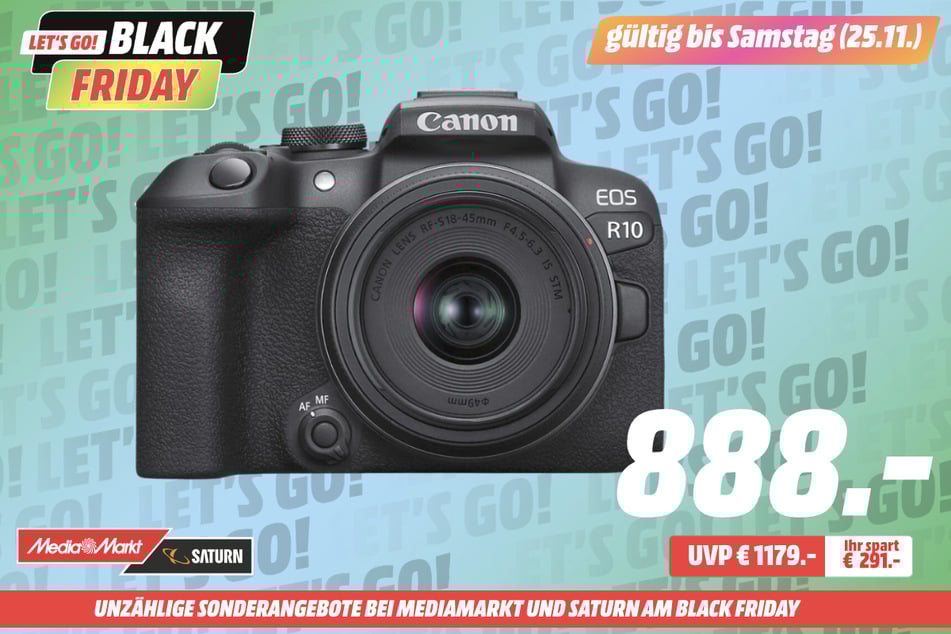 Canon-Systemkamera EOS R10 Kit + RF-S für 888 statt 1.179 Euro.