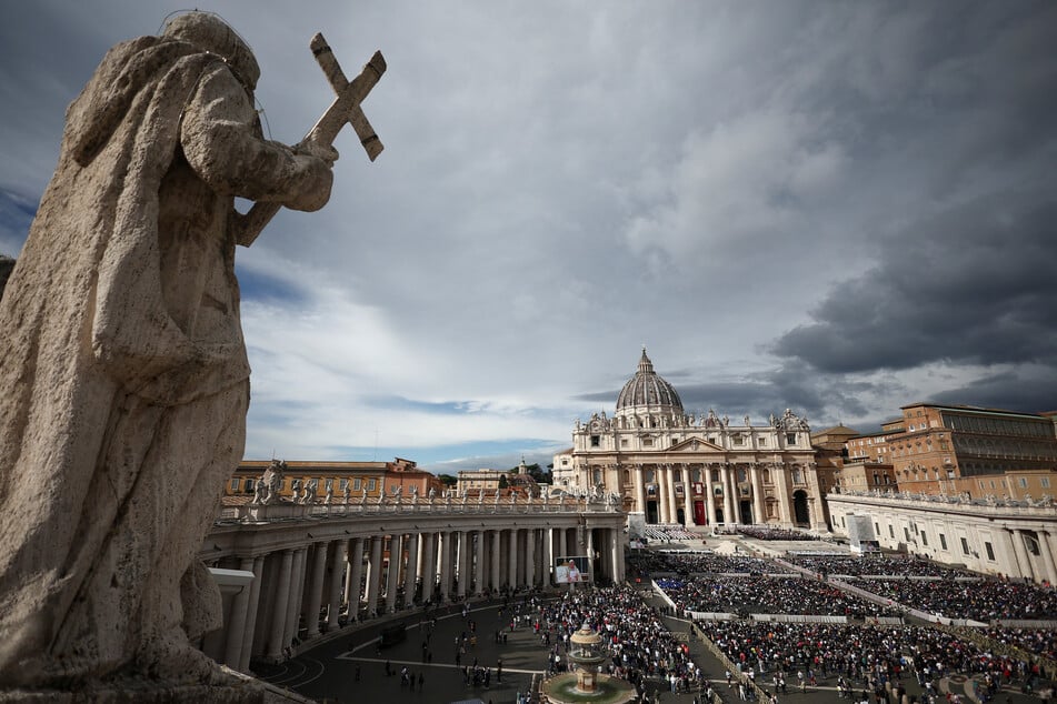 Catholics gather in St. Peter's Square at the Vatican during the canonization of 14 new saints.