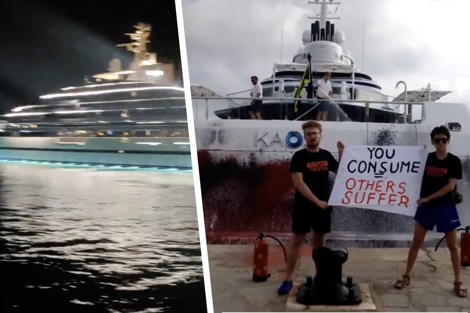 Klimaaktivisten mit Farb-Attacke auf 266-Millionen-Euro-Yacht!