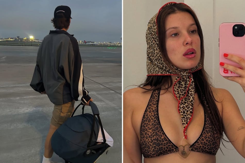 Millie Bobby Brown (r.) shared her recent adventures as a new mom in a Monday Instagram post.