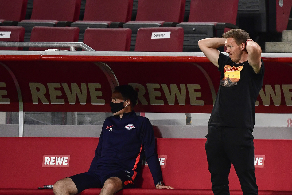 Haderte nicht nur einmal und schrie sich mehrfach die Seele aus dem Leib: RB-Trainer Julian Nagelsmann (r.).
