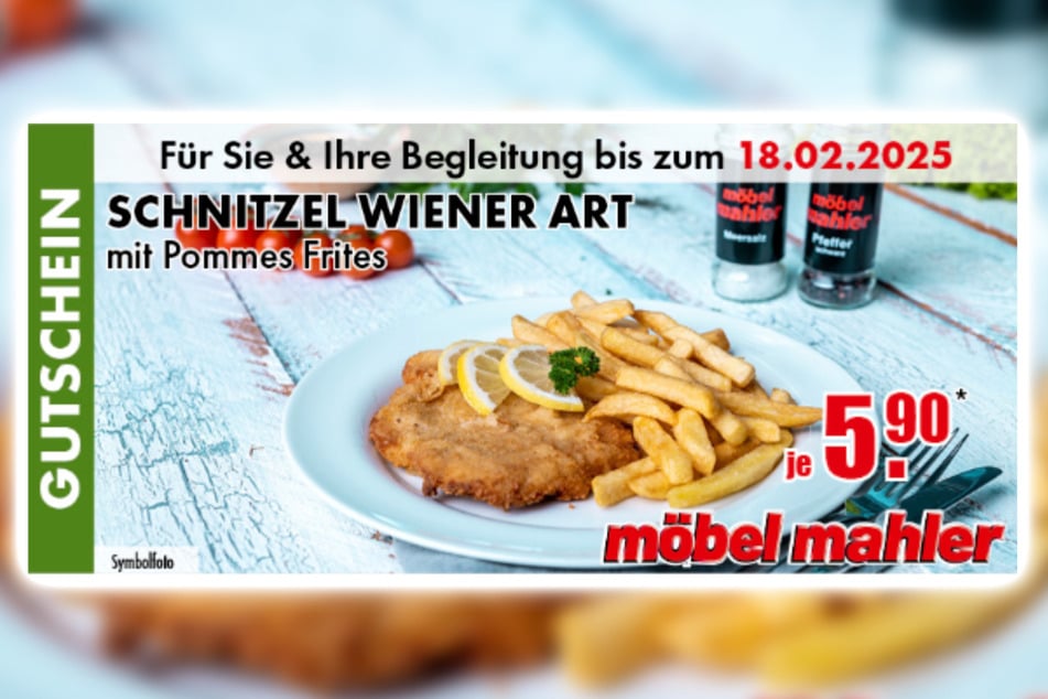 Einfach Coupon auf dem Handy an der Kasse vorzeigen, sparen und die Schnitzel genießen.