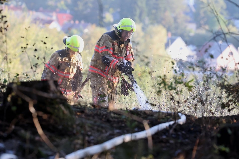 Nach Waldbrand in Sachsen: Feuerwehr sucht nach Glutnestern