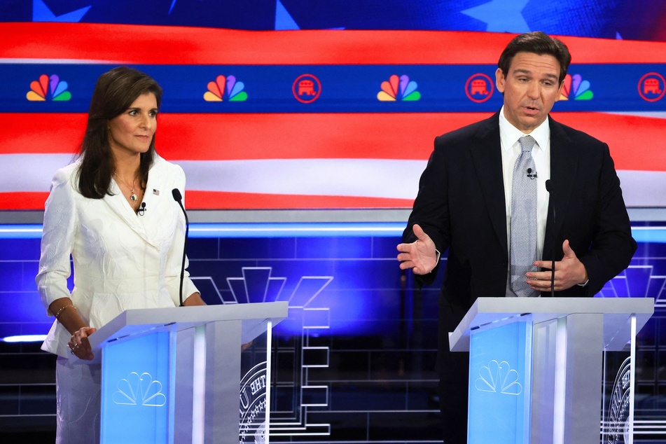 Candidate Ron DeSantis is struggling to stay in second place in the Republican primaries, battling it out with Nikki Haley to maintain his position.