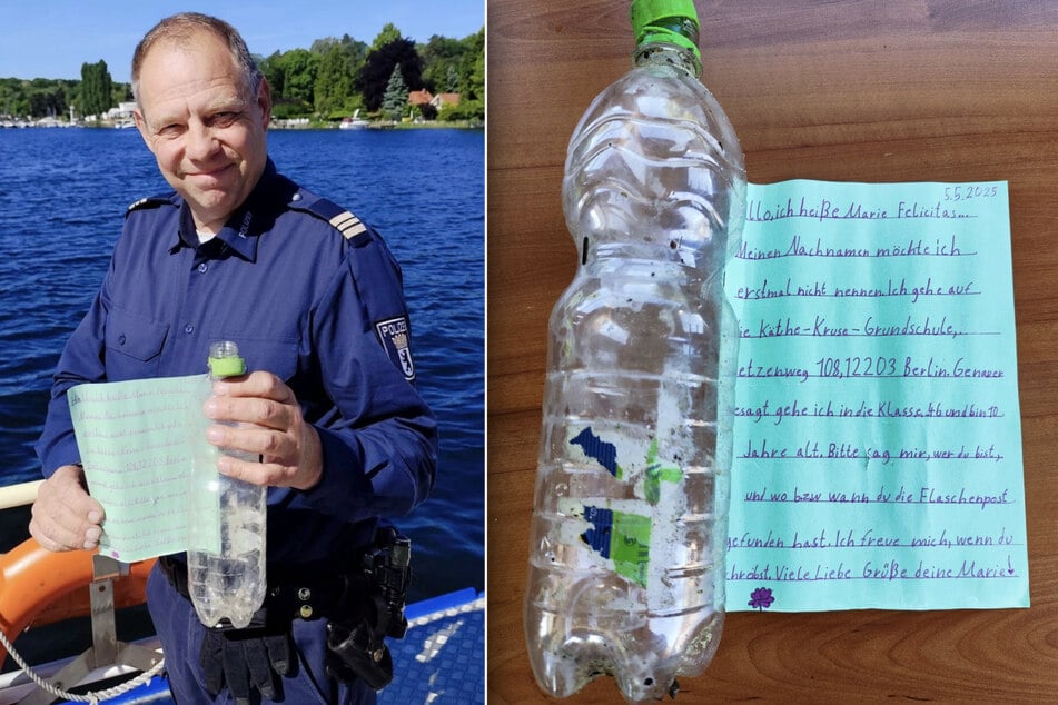 Der freundliche Wasserschutzpolizist hat in seiner langen Karriere schon die ein oder andere Flaschenpost aus dem Wasser gezogen.