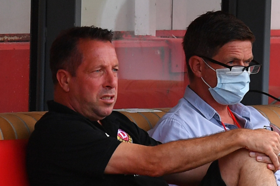 Schauen zusammen ganz genau auf die Entwicklung der Mannschaft: Dynamo-Trainer Markus Kauczinski (l.) und Sportgeschäftsführer Ralf Becker.