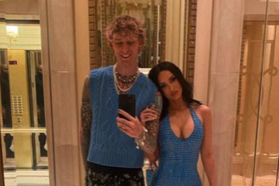 In his new Hulu doc, MGK (l.) revealed that he attempted to end his life, right after the death of his father, while on the phone with Megan Fox.