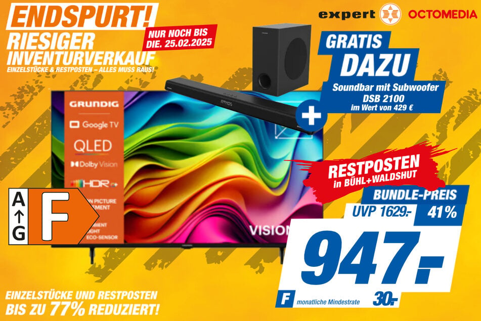 75-Zoll Grundig-Fernseher für 947 statt 1.629 Euro + Soundsystem.