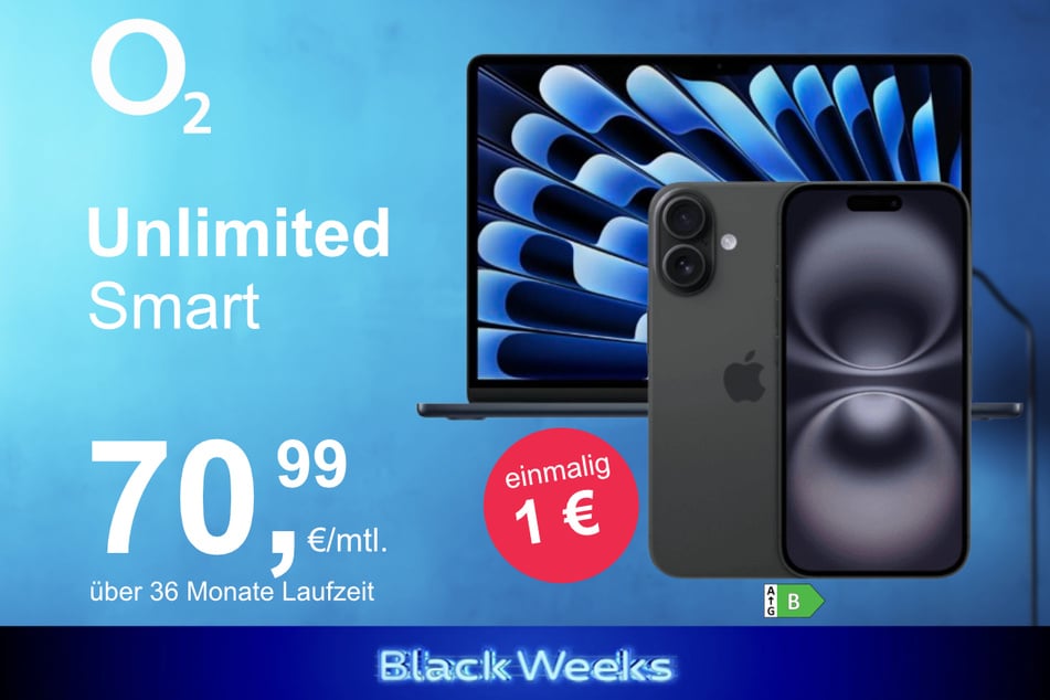 Das iPhone 16 mit MacBook Air 13 im Bundle für nur 1 Euro exklusiv bei o2.