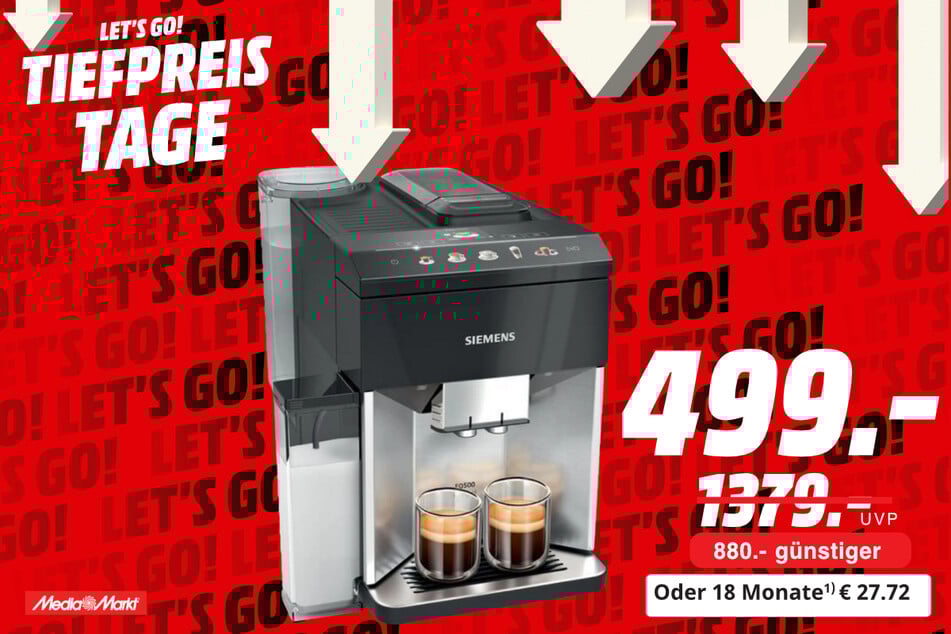 Siemens-Kaffeevollautomat für 499 statt 1.379 Euro.