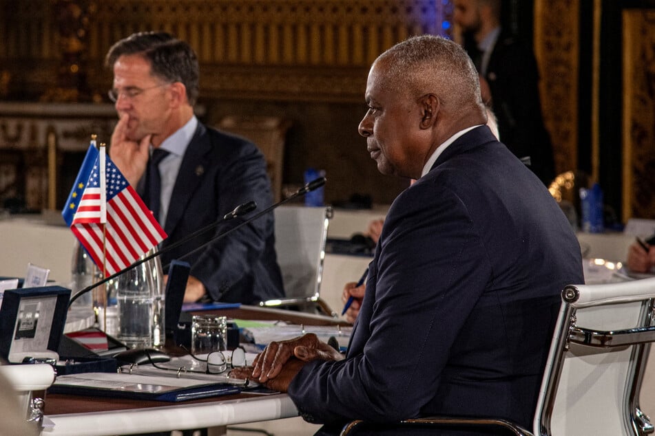 US Secretary of Defence Lloyd Austin attends the first day of the G7 Defense Ministers meeting in Naples, Italy, on October 19, 2024.