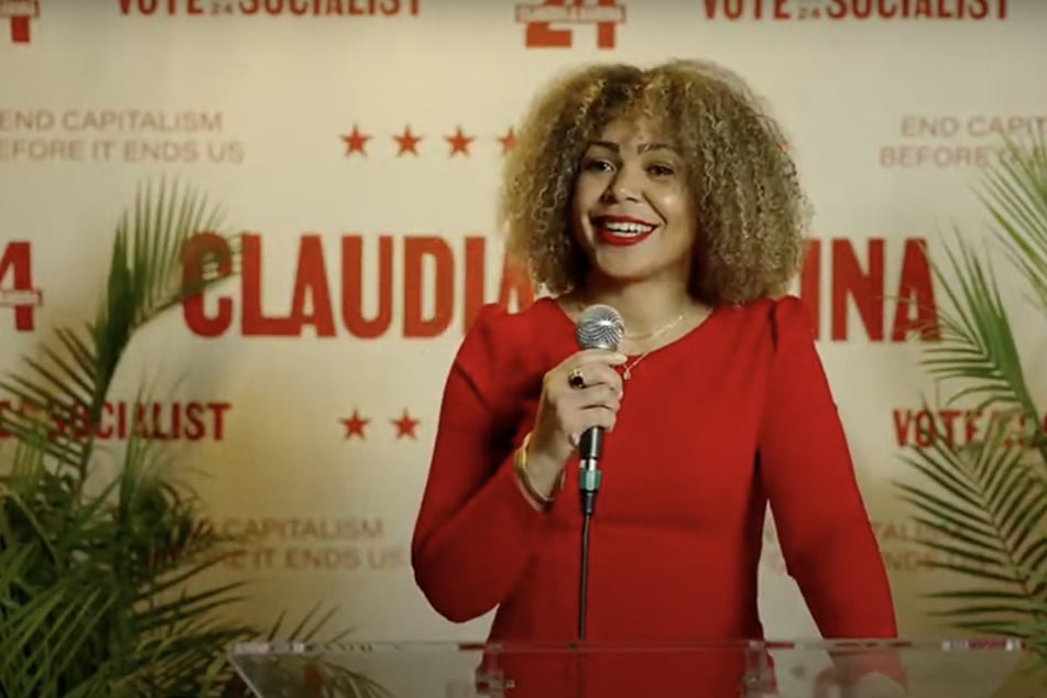 Socialist presidential candidate Claudia De la Cruz speaks during the PSL's campaign launch event in Newark, New Jersey, on January 28, 2024.
