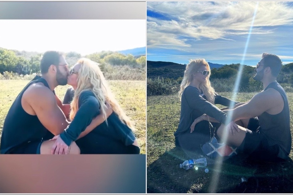 Namaste! Britney Spears shared a kiss with hubby Sam Asghari in a Christmas Instagram post.
