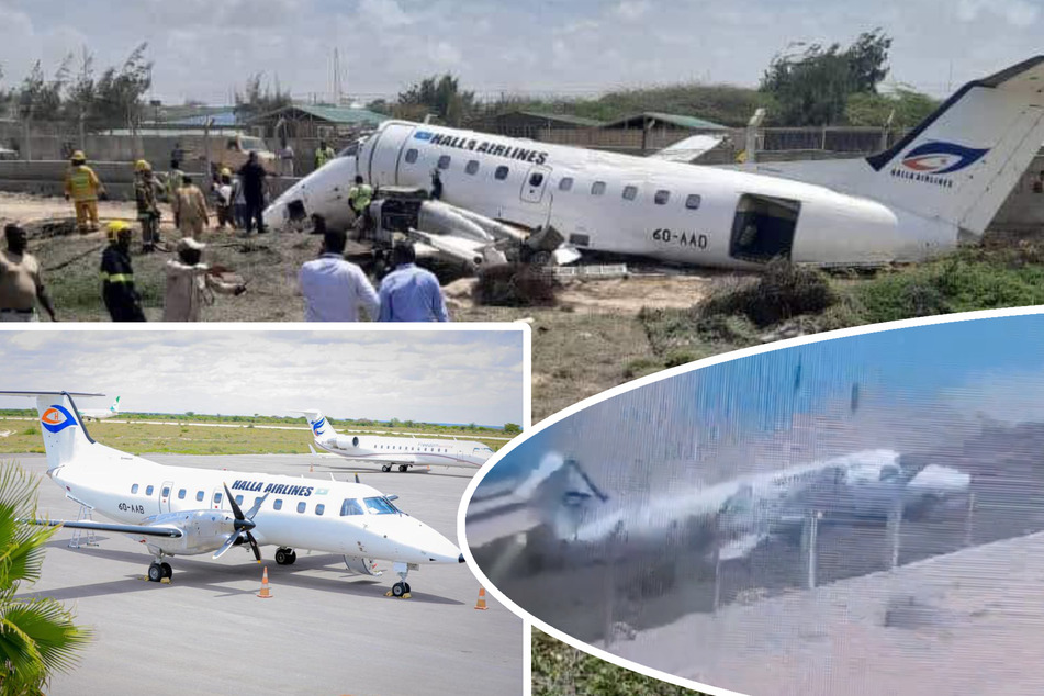 Bruchlandung: Flugzeug rauscht über Landebahn und zerschellt auf Wiese