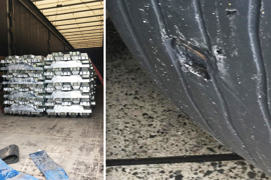 22 Tonnen unzureichend gesichertes Aluminium und ein Loch im Reifen: Der Brummi-Fahrer musste auf dem Rastplatz ausbessern.